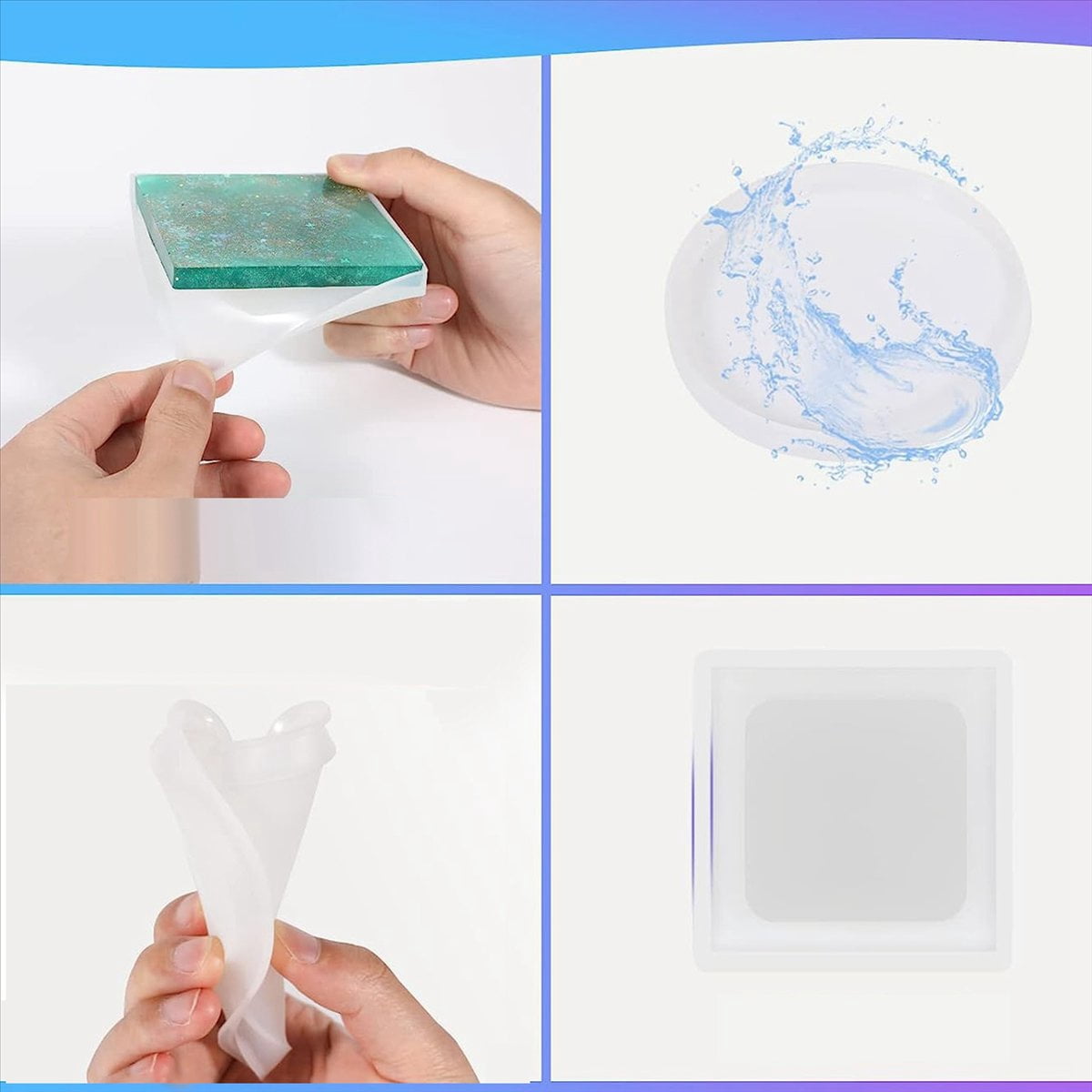 ckepdyeh Resin Molds Silicone Kit 12PCS, Epoxy Resin Molds, Resin Mold Including Pen Container, Tray, Love, Round resin molds