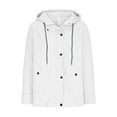 thumbnail image 3 of Alkepwun Womens Plus Size Raincoats Fleece Lined Waterproof Hooded Casual Drawstring Zip Up Lightweight Outdoor Rain Jacket, 3 of 5