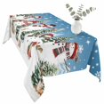 thumbnail image 2 of Blue Christmas Table Cloth Waterproof Tablecloths, Snowman Xmas Tree Snowflake Winter Tablecloth Dining Table Cover for Kitchen Party Tabletop Outdoor, Rectangle Tablecloth 54x108 Inch, 2 of 9