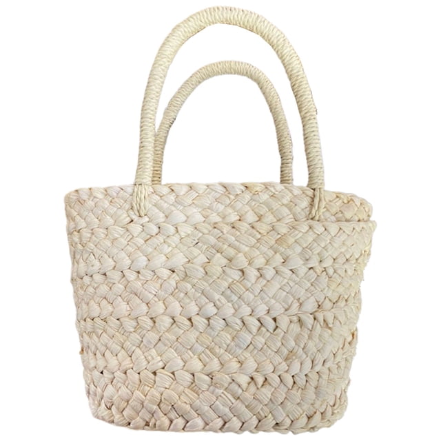 Bolso Tejido PequeñO Hecho una Mano de Verano, Bolso de Mano de CáScara de MaíZ, Bolso de Mimbre de Paja, Bolso de Mimbre de Paja para Padres e Hijos
