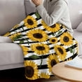 thumbnail image 3 of Yellow Sunflowers Throw Flannel Blanket Retro Plants Flowers Black White Striped Super Soft Cozy Bed Blanket, Lightweight Plush Fuzzy Bed Throw for Bedroom Sofa Couch Living Room 40x50In,, 3 of 9