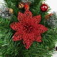 thumbnail image 3 of 5 piezas de flores artificiales con purpurina para Navidad, decoración para árbol de Navidad, flores falsas para el hogar, adorno navideño, decoración para fiesta de Año Nuevo, 3 of 5