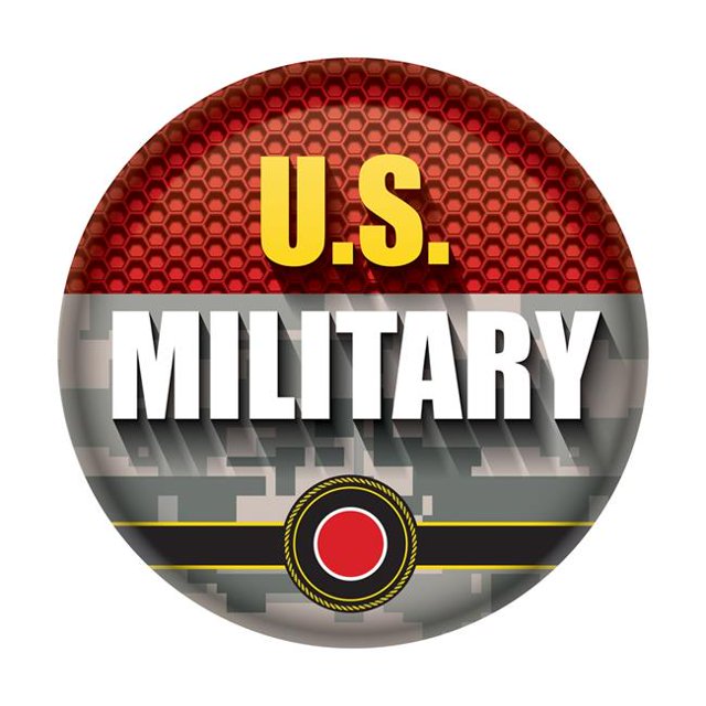 Beistle BT096 2 in. U.S. Military Button