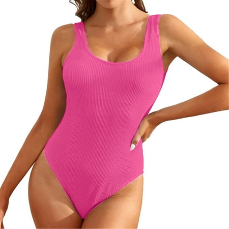 GZWYHT Womens Swimsuits One Piece Swimsuit Women Women s Summer Daily Casual Chest Open Back Thread Sleeveless Strap Bikini Swimsuits for Curvy Women Bathing Suit for Women Hot Pink XL