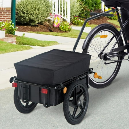 16-Inch Bicycle Trailer with Removable Cargo Compartment, 88 lbs Load Capacity, Includes 8 Reflectors for Safety, Suitable for Mountain, Folding, and Ordinary Bikes