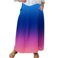 thumbnail image 4 of LIBRCLO Skirts for Women Maxi Length Gradient Printed Elastic Waistband Pleated Skirts with Pocket Summer Casual Clothes, 4 of 6