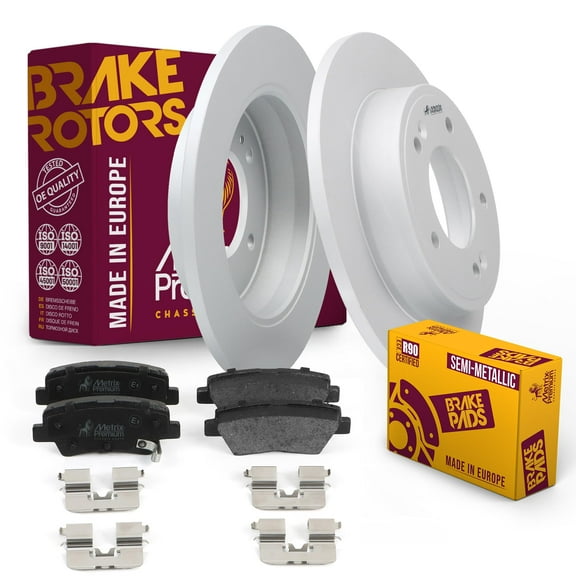 Metrix Premium Chassis Parts Rear Semi-Metallic Disc Brake Pad Set & Solid Brake Rotor Kit Fits Hyundai Santa Fe