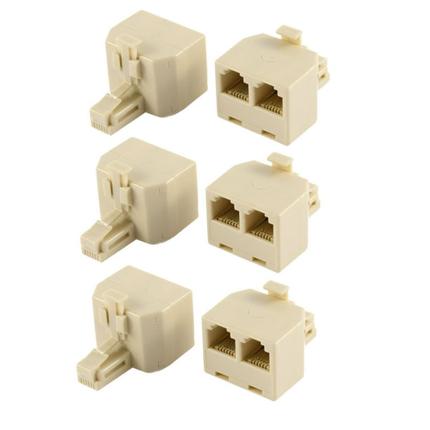 RJ11 6P4C Male to 2 Female Jack Telephone Phone Line YSplitter Adapter
