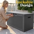 thumbnail image 3 of Homall 100 Gallon Outdoor Box Deck Plastic Resin Storage Box, Gray, 3 of 7