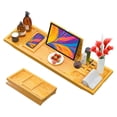 thumbnail image 1 of Graflsoa Adjustable Bamboo Bathtub Caddy Tray with Non-Slip Base, Multi-Functional Storage Rack for Bath Essentials, Tablets, and More, 1 of 6