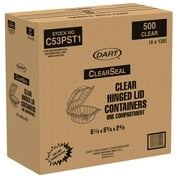 Dart C53PST1 ClearSeal 13.8 oz OPS Hinged Container, One-Piece Clamshell with Secure Seal for Cold and Hot Foods, Stackable and Leak-Resistant, Clear, Case of 500 for Deli, Bakery, Takeout