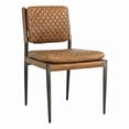 thumbnail image 2 of Pasargad Home Capri Brown Top Grain Leather Accent Chair with Metal legs, 2 of 10