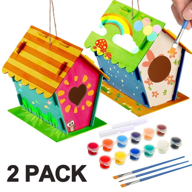 Manualidades para niños de 4 a 8 años – Juego de casa para pájaros de bricolaje – Construye y pinta casa de pájaros (pinturas y pinceles incluidos) Arte de madera para niñas y niños pequeños de 3 a 5 años de 8 a 12 años Ormromra 220226-2