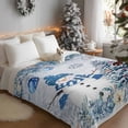 thumbnail image 3 of Christmas Balls Flannel Blanket for Bed,Travel and Camping, Blue Snowman Xmas Tree Snowflake Shell Starfish Super Soft Cozy Blanket for All Seasons 60"x80", 3 of 9