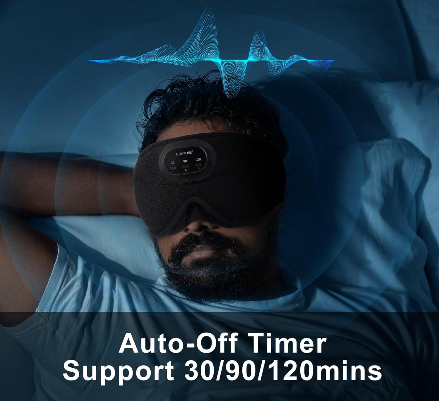 White Noise Bluetooth Sleep Mask, 3D Wireless Sleep Mask with Timing,Headphones, Sleep Mask with Bluetooth Headphones for Music Auto Shut Off, Sleep Mask Side Sleeper Travel Gift for Women Men