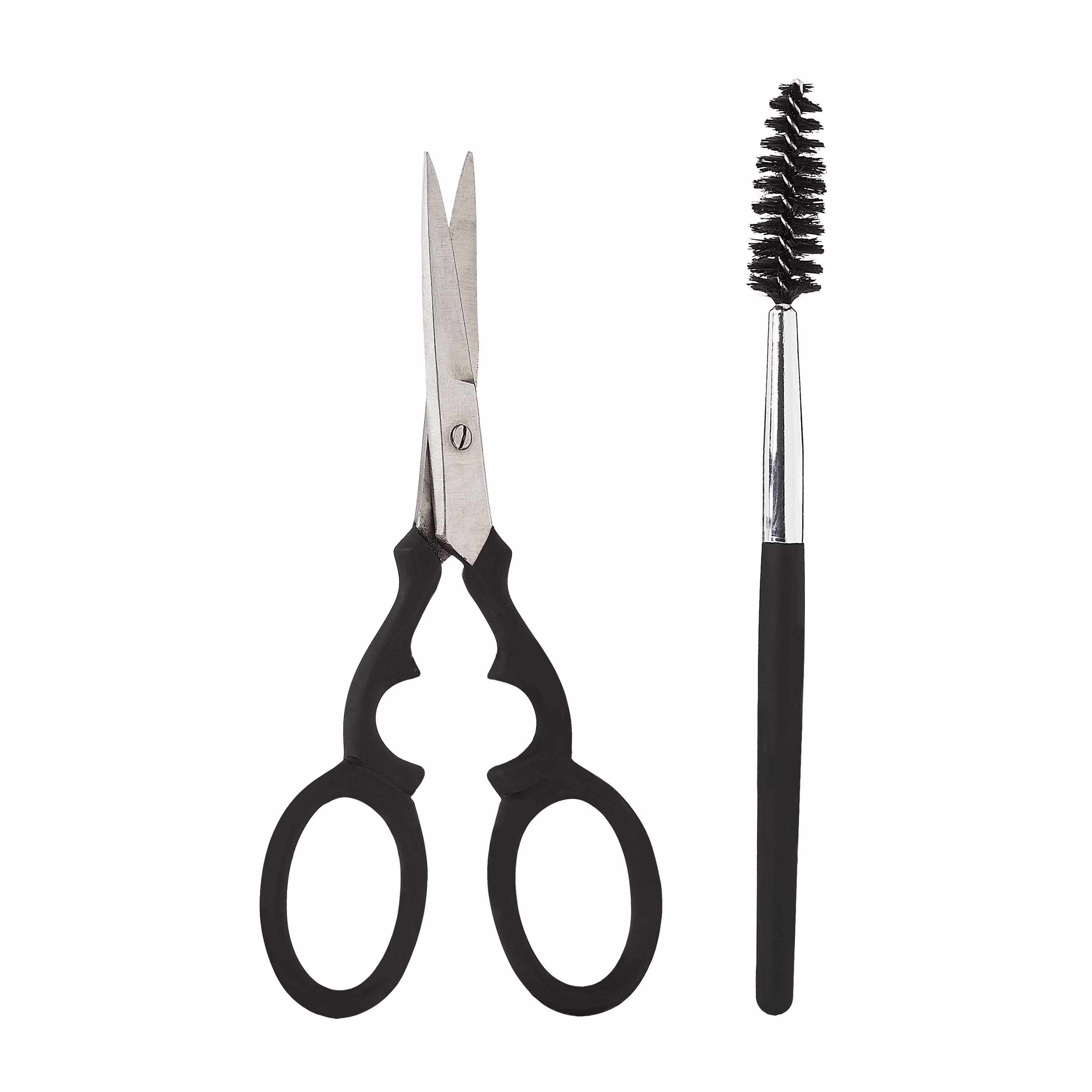Equate Stainless Steel Brow Scissors and Brush Set for Precise Grooming, 2 Pieces