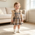 thumbnail image 6 of Duqingm Girls Clothes Ruffled Long Sleeve Top and Plaid Skirt 2PCS Set Fall Winter Girls Outfits Size 9Months-3Years (Beige,18-24 Months), 6 of 7