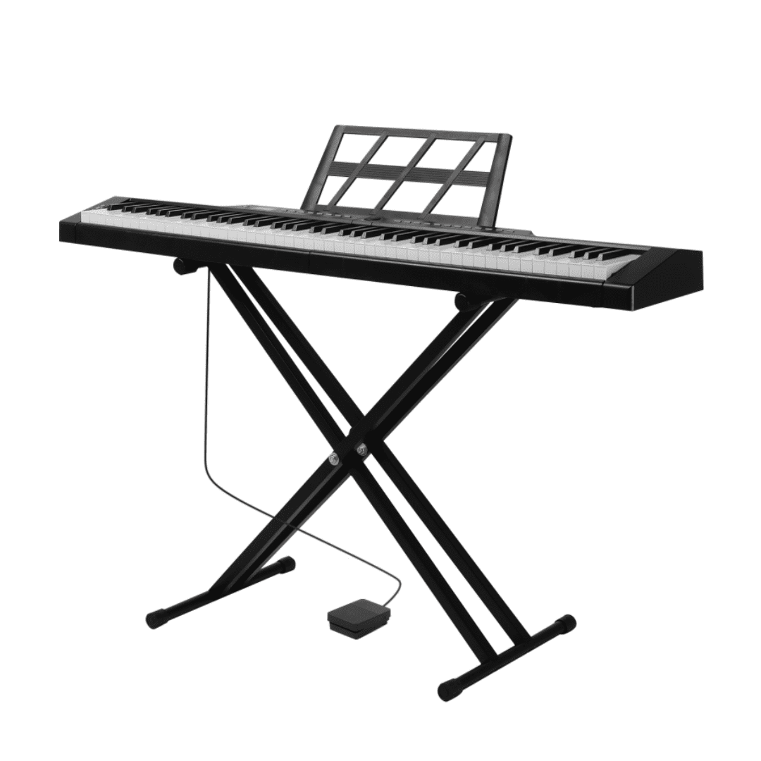 Hassch 88 Key Keyboard Piano with Stand and Bag, Semi-Weighted Standard Digital Piano with Headphones, Pedal and MIDI Bluetooth for Beginners, Black