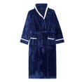 thumbnail image 2 of Jinda Women's Soft Flannel Bath Robe Warm Long Sleeve Fuzzy Winter House Sleeping Thic Warm Robe Full Length Navy Large, 2 of 4