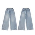 thumbnail image 5 of Girls' Jeans Denim Elastic Wasit Wide Leg Baggy Loose Soft Kids Clothes Size 9-10 Years, 5 of 8
