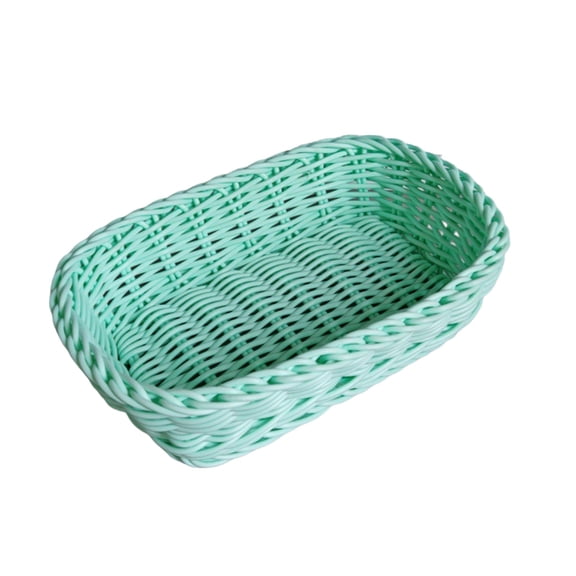 Plastic Woven Storage Baskets, Small Pantry Baskets for Organizing, Imitation Rattan Woven Basket Organizer Basket Bins for Shelves, Organizer and Storage for Bathroom, Bedrooms, Kitchens, Green