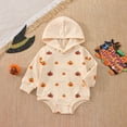 thumbnail image 2 of Infant Baby Boy Girl Halloween Outfit Pumpkin Costume Hoodie Sweatshirt Romper Long Sleeve Hooded Bodysuit Cute Fall Clothes, 2 of 7