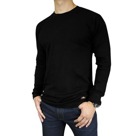 

Mens Crew Neck Medium Weight Classic Cotton Thermal TopBlack Large