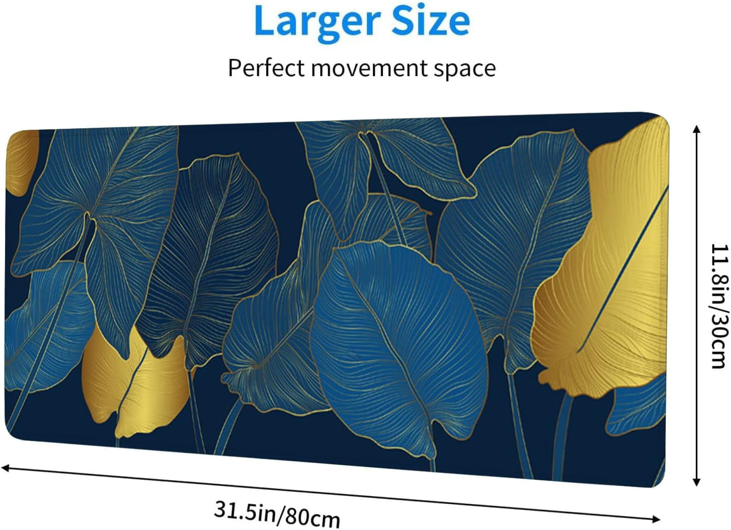 Large Mouse Pad,Golden Philodendron and Monstera Plant Large XL Desk Mat Extended Waterproof Mouse Mat with Stitched Edges and Non-Slip Base for Office Gaming Home 31.5 X 11.8 Inch