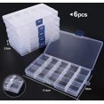thumbnail image 2 of Caja organizadora de plástico transparente de 6 piezas con compartimentos ajustables para guardar pendientes, collares y pastillas., 2 of 5