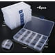 thumbnail image 2 of Caja organizadora de plástico transparente de 6 piezas con compartimentos ajustables para guardar pendientes, collares y pastillas., 2 of 5