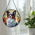 thumbnail image 4 of Pawberry Papillon Window Hanging Stained Glass, Papillon Dog Suncatchers for Windows Stained Glass, Stained Glass Papillon suncatcher, 4 of 7