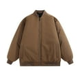 thumbnail image 2 of Aueoeo Men's Bomber Jacket Winter Warm Lightweight Windbreaker Full Zip Casual Jackets With Pockets(Available In Plus Size) Coffee 4X-Large, 2 of 6