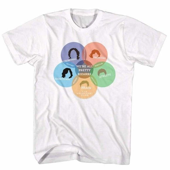 Breakfast Club VENN DIAGRAM 3X Cotton T-shirt White Adult Men's Unisex Short Sleeve T-shirt