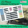 thumbnail image 2 of U.S. Art Supply 35-Piece Calligraphy Pen Writing Set - 4 Calligraphy Pens, 5 Size Styles of Pen Nibs, 22 Ink Cartridges, Instructional Handbook, Practice Paper Pad - Kids, Students, Adults Starter Kit, 2 of 7