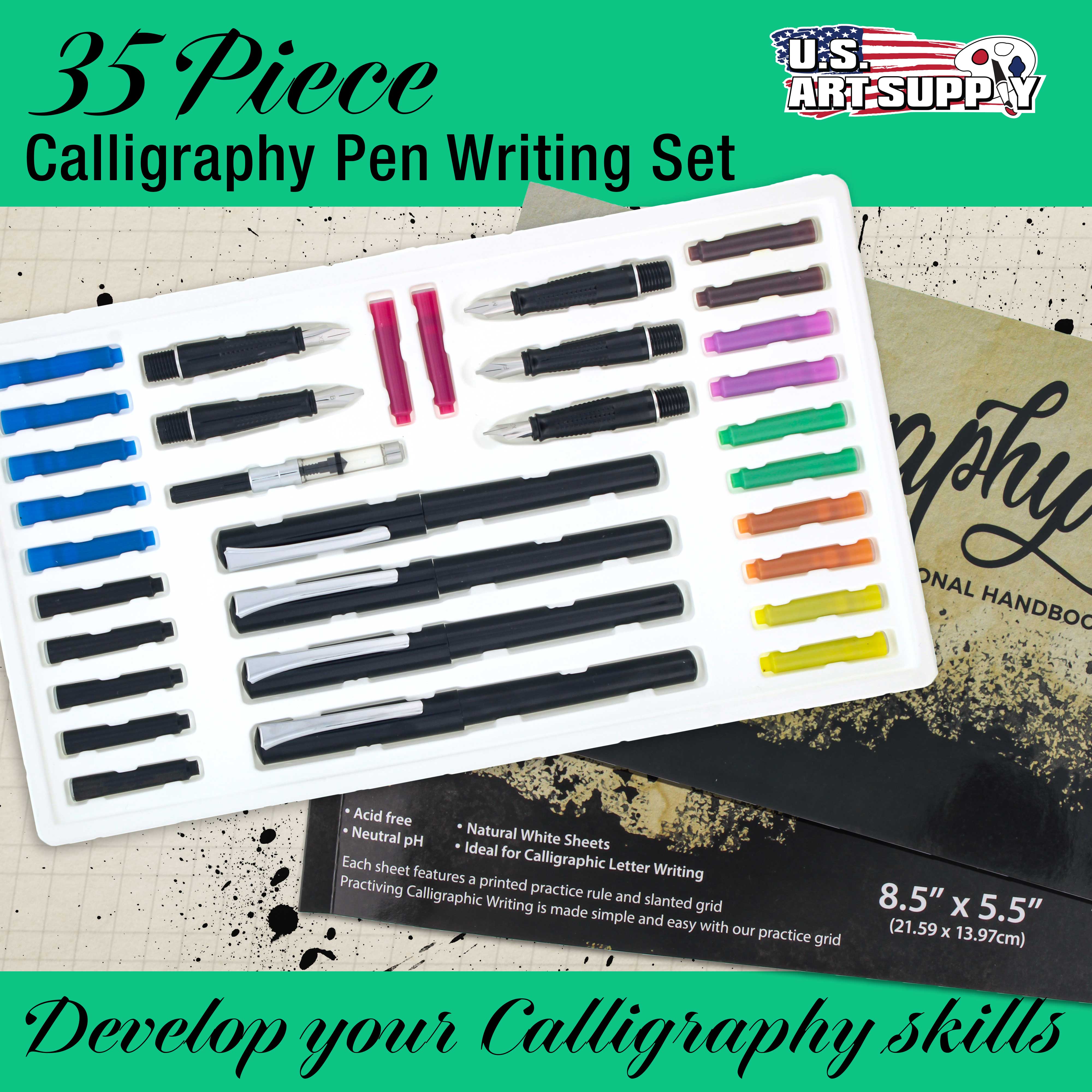 U.S. Art Supply 35-Piece Calligraphy Pen Writing Set photo 2