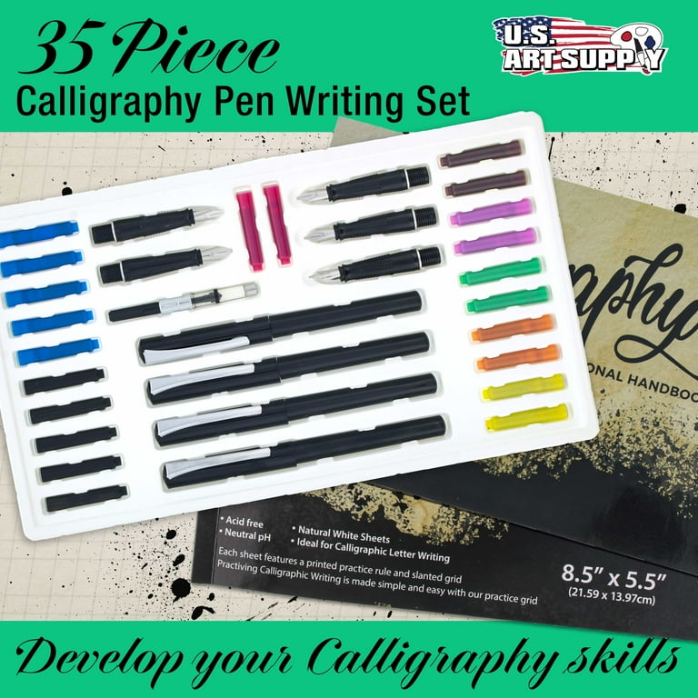 U.S. Art Supply, Calligraphy Pen Writing Set, 35-Piece, Multicolor