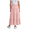 thumbnail image 5 of Girls' Tiered Flowy Maxi Skirt with Elastic Waist and Pockets Casual Long Ruffle Skirt for Kids, 5 of 7