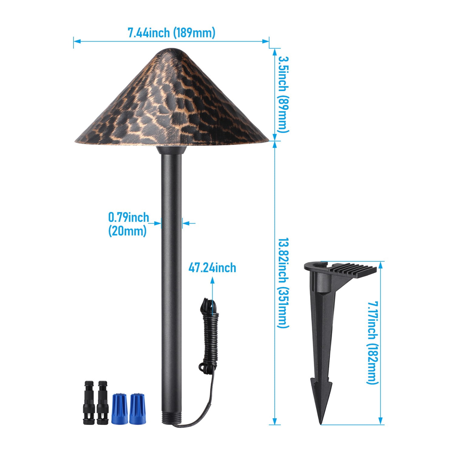12 Pack 12-24V AC/DC 3W 5CCT LED Landscape Lights, Waterproof Pathway Lights, Rustic Style, Aluminum Housing, CRI90+, ETL Listed, 1800K/2700K/3000K/4000K/5000K Selectable