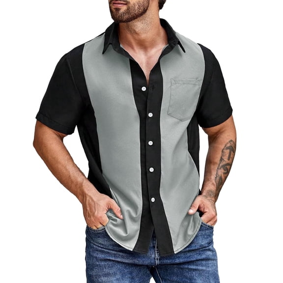 Men's Dress Shirts Button Down Short Sleeve Loose Summer Casual Breathable Comfortable Mens Shirts
