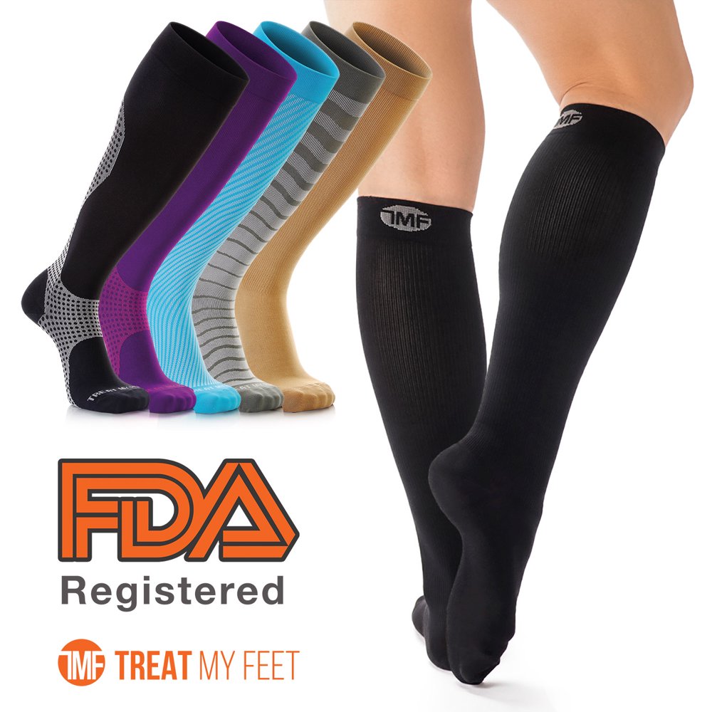 Treat My Feet Compression Socks for Men & Women Graduated KneeHigh