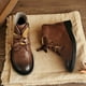 thumbnail image 4 of NECHOLOGY Botas Mujer Adulto Femenino Zapatos Botines para mujer Retro Mujer Ocio Color sólido Tacones cuadrados Cordones Botines cortos Zapatos de punta redonda (Brown, 9), 4 of 7