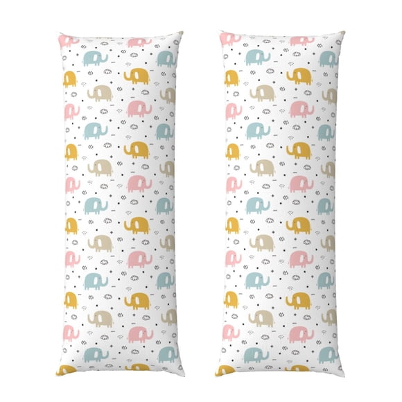 Balery Little Elephant Funda Protectora para Almohada Corporal de Algodón Hipoalergénico con Cierre(55 x 21 pulgadas), Almohadas No Incluidas