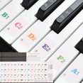 thumbnail image 1 of Etiquetas de teclas de piano Uxcell para 88/61/54 teclas, pegatinas de teclado con letras, guía de notas de piano, etiquetas removibles y coloridas, 1 of 7
