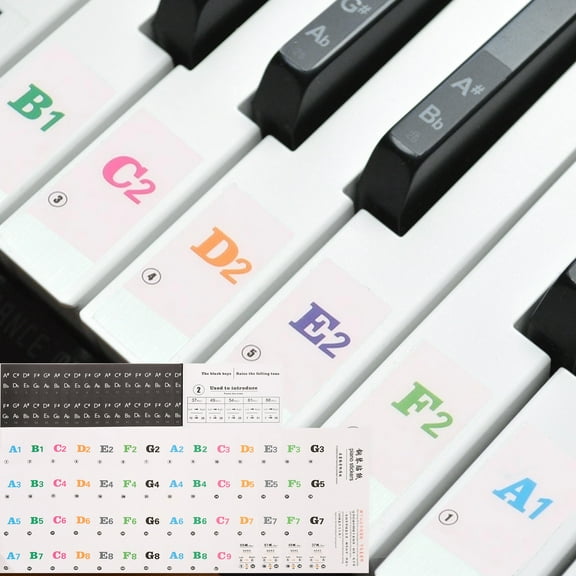 Uxcell Piano Key Stickers for 88/61/54 Keys, Letter Keyboard Sticker Piano Notes Guide Labels Removable Colorful