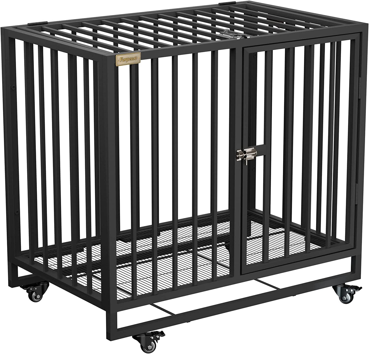 Heavy Duty Dog Crate Cage, 27"H Medium Pet Kennel with 2 Doors & 4
