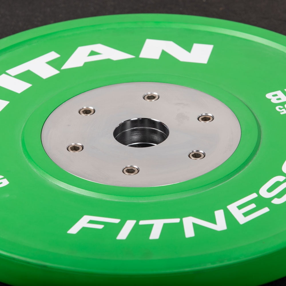 Titan Fitness 10 KG Green Elite Color Olympic Bumper Plates, Sold as a Pair, Competition Weight Plates, Rubber with Steel Insert