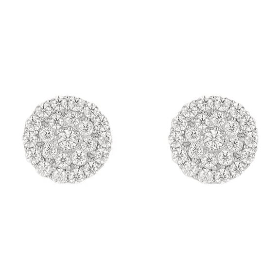 KIJ 0.56 Carat Round Moissanite Stud Earrings, 14K White Gold Plated 925 Sterling Silver Hypoallergenic VVS1 Simulated Diamond GRA Certified for Men Women