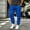 Blue, variant on Fengqque Men's Heavyweight Fleece Cargo Sweatpants Baggy Drawstring Elastic Waist Jogger Pants with Multi Pockets White XL