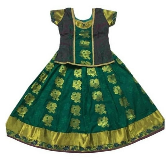 Krishna South Indian Lehenga skirt dark GREEN - 26" SIDG7