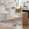 thumbnail image 4 of Furmax Bar Stools with Armrest Modern PU Leather Swivel Adjustable Hydraulic Bar Stool X-Large Base and Seat Square Counter Height Stool Set of 2 (White), 4 of 4